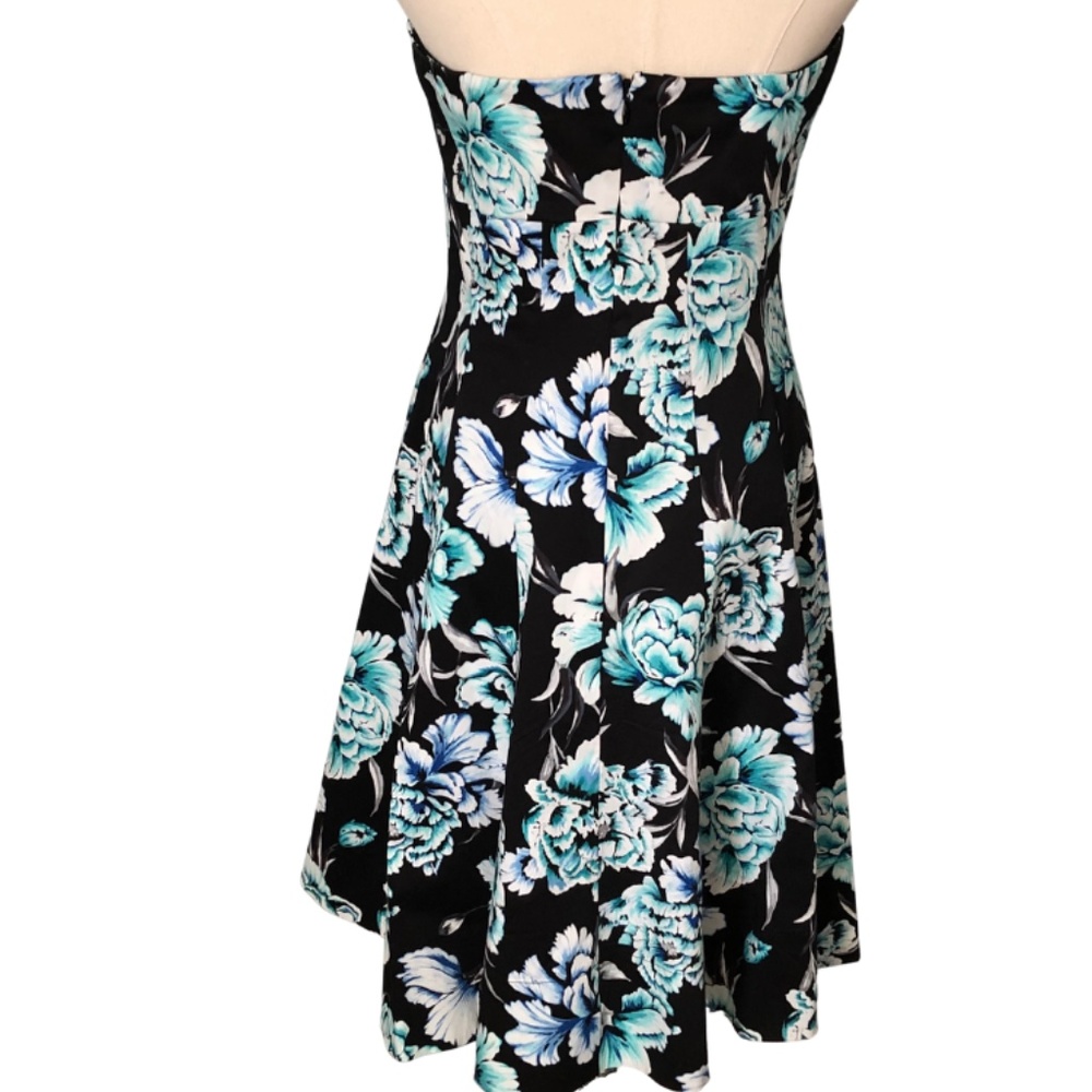 ❤️SOLD❤️HALTER DRESS BLACK, BLUES, TEALS FLOWER PRINT WITH SIDE SEAM POCKETS - Picture 7 of 14